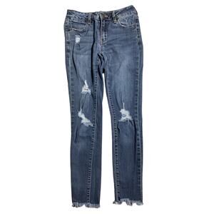 Just USA Girls Denim Blue Distressed Jeans Size 10 — Trendy, Casual, Streetwear
